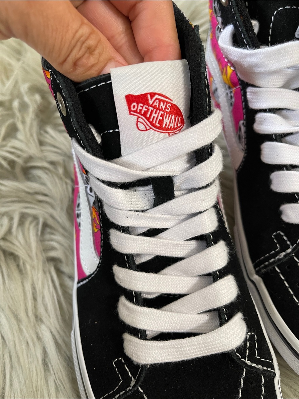 Vans Pink & Black High-Top Sneakers with Dice Flame Print - Picture 3 of 5